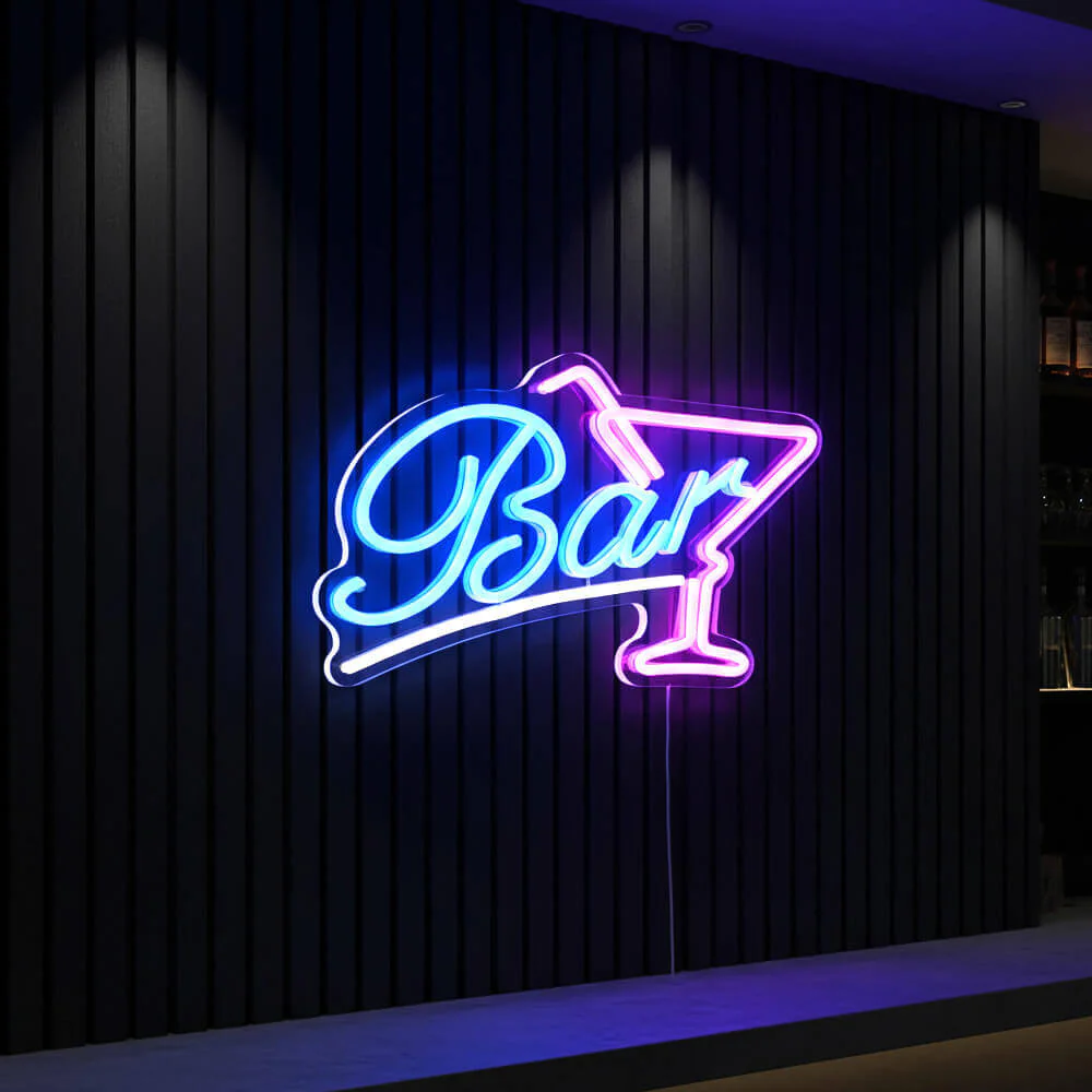Bar with Martini Glass LED Neon Sign - Image 3
