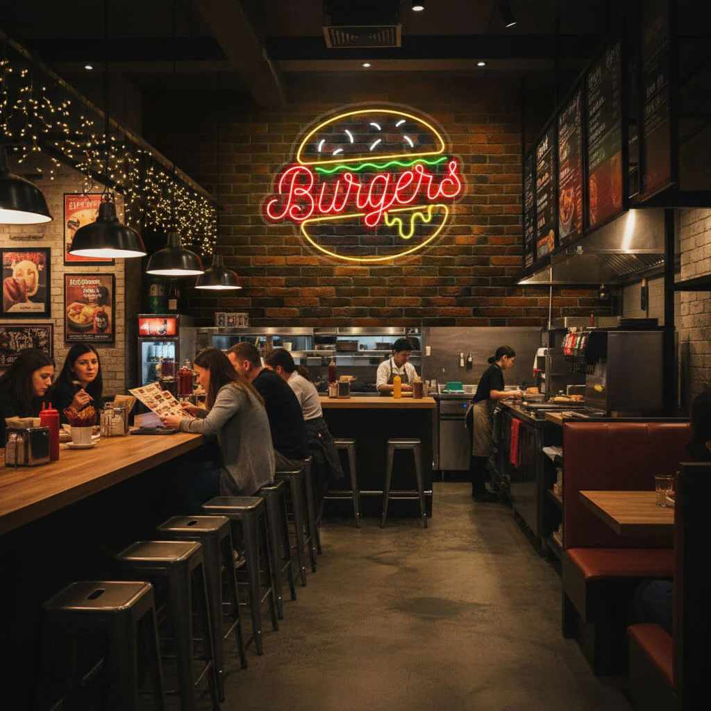 Burgers Premium Restaurant Fast Food LED Neon Sign - Image 3