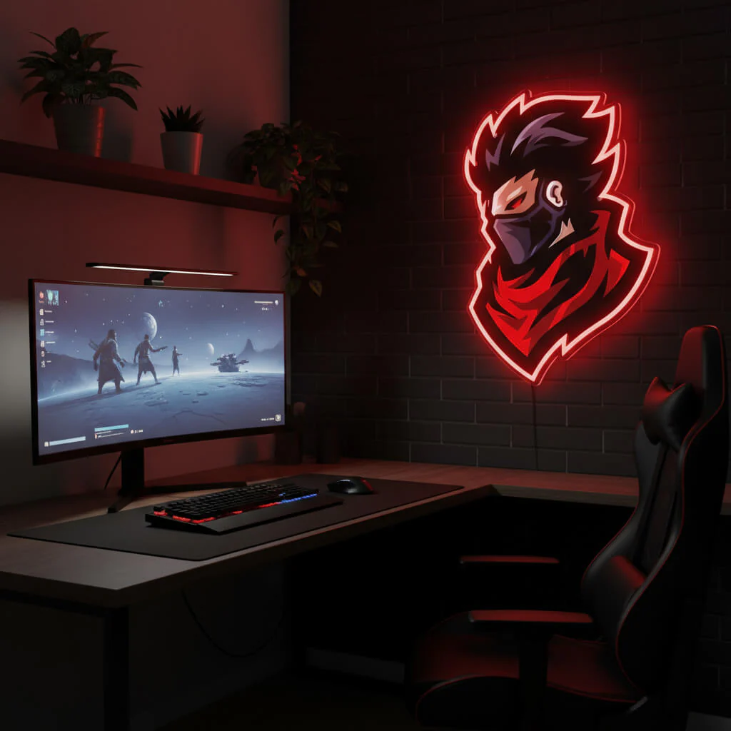 Cool Ninja Mascot - UV Print Gaming LED Neon Sign - Image 3