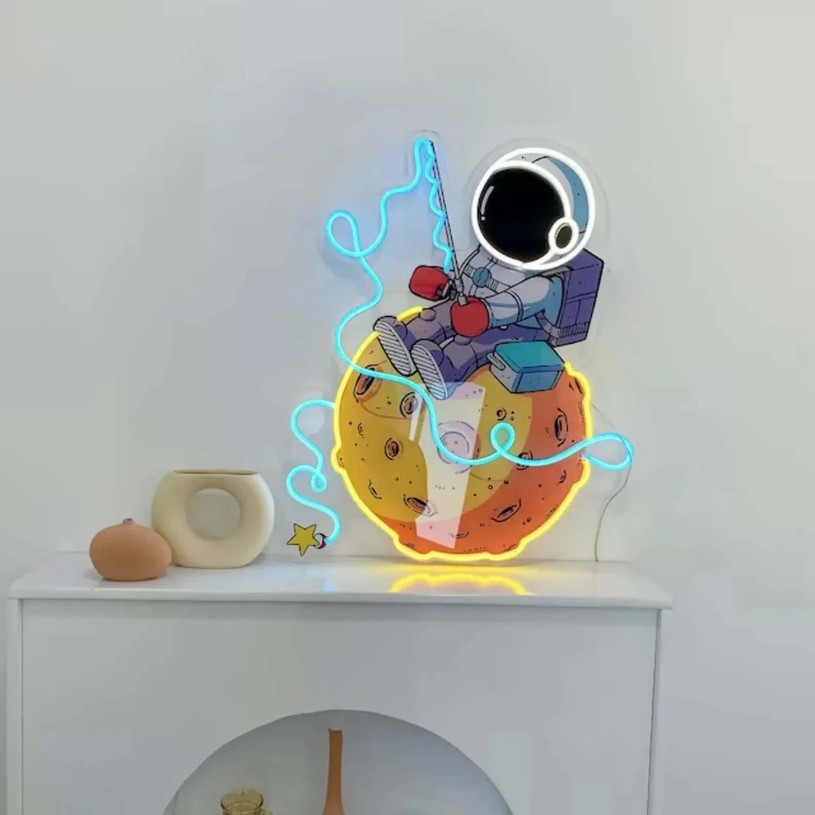 Fishing on the Moon - Premium Neon Artwork - Image 3