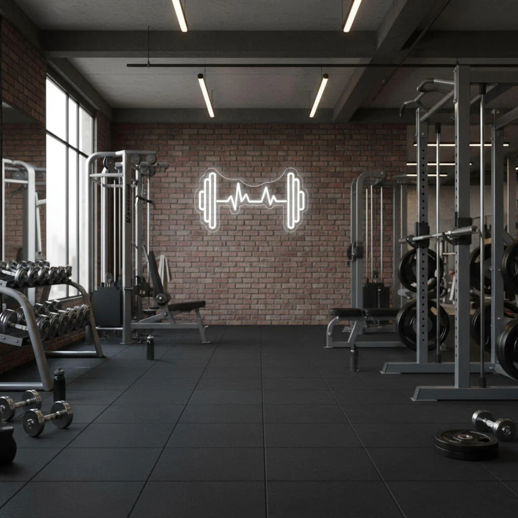 Fitness Barbell with Pulse Rate - Gym LED Neon Sign - Image 3