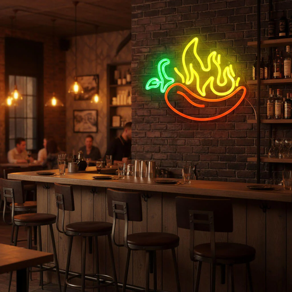 Flaming Chili Pepper LED Neon Sign - Image 3