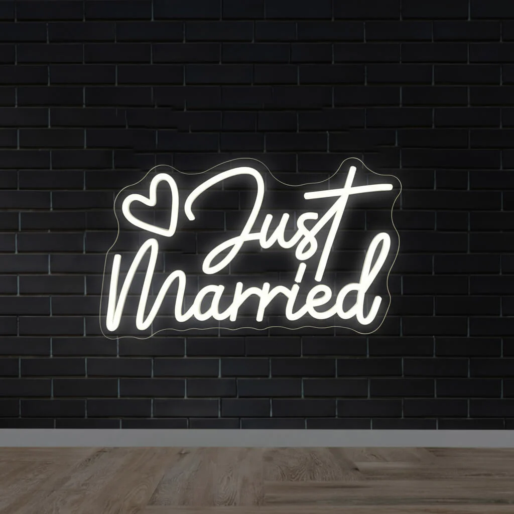 Just Married with Heart Wedding LED Neon Sign - Image 3